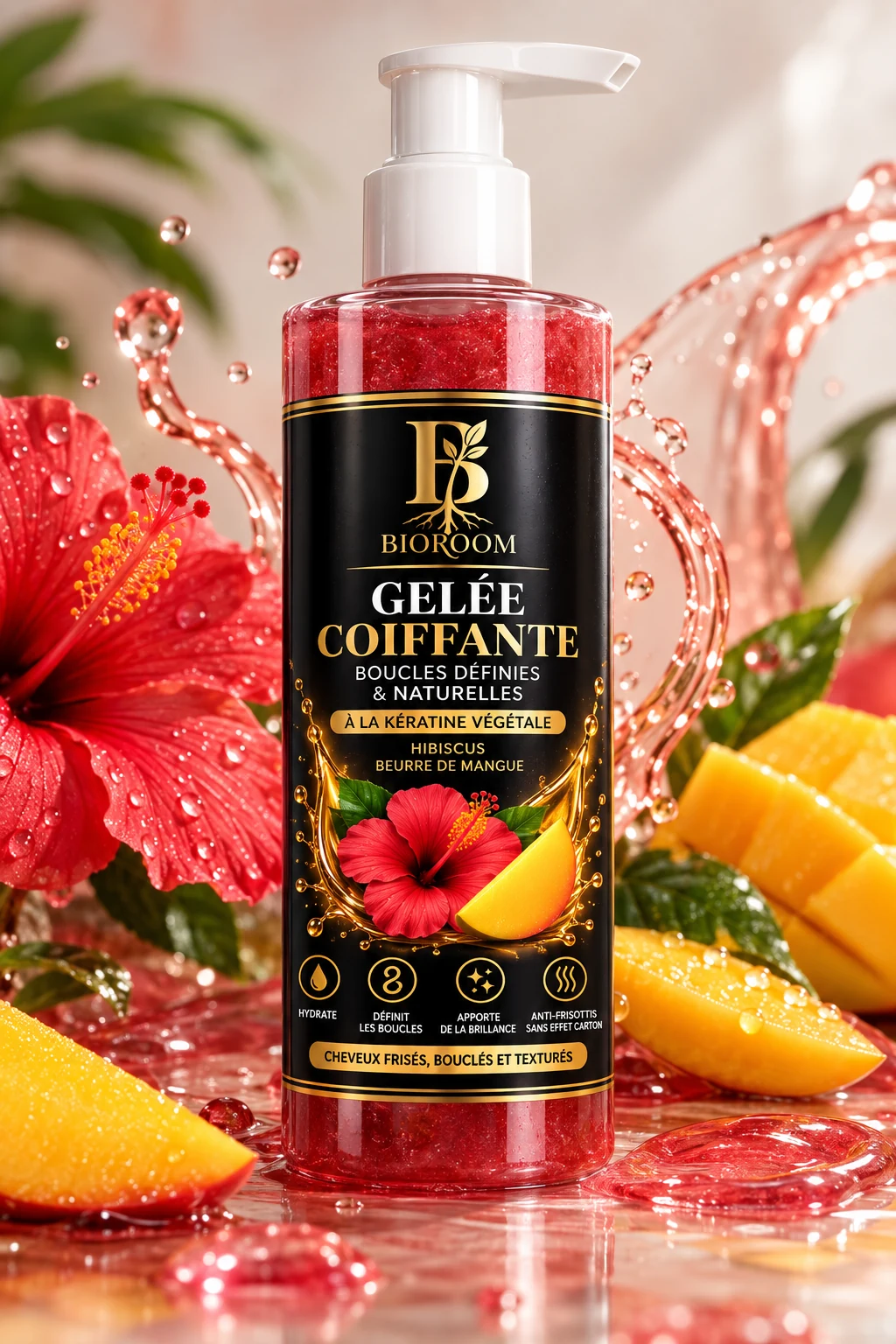 937cf16a 4cbb 4108 bb57 a7c9019705e5 Flacon original de gelée coiffante Bioroom à la kératine végétale, hibiscus et beurre de mangue